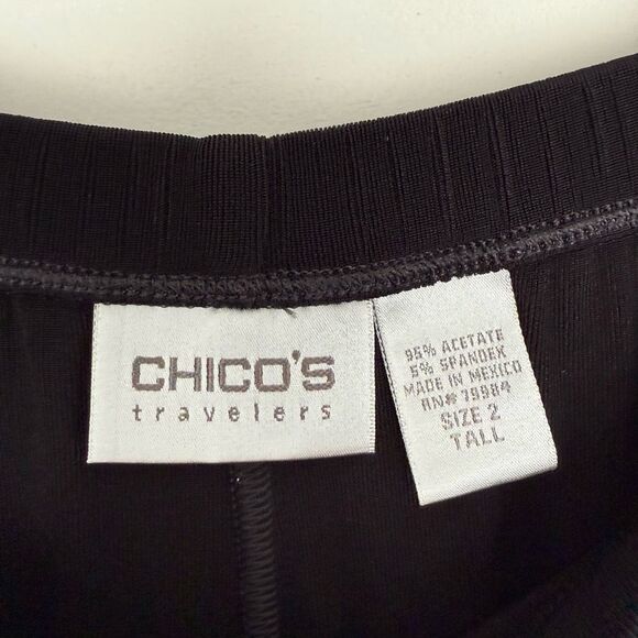 Chico’s Women’s 2 Tall Black Slinky Stretchy Pants Dressy - Picture 2 of 4